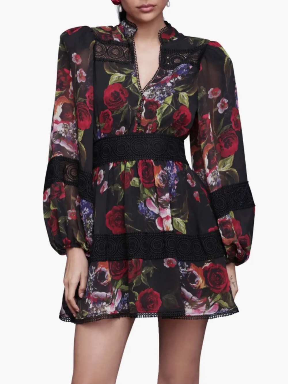 Floral Lace Detail Long Sleeve
Minidress
Avec Les Filles Size 8